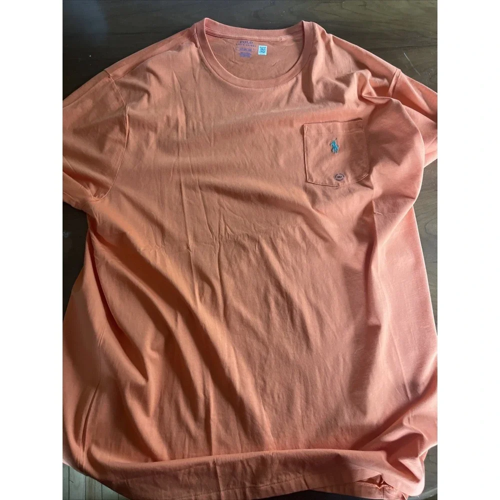 Polo Ralph Lauren Shirt Mens 3XLT Orange Short Sleeve Green Pony Logo